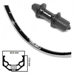 Kgs achterwiel 28 inch (622) zac19 zwart/zilver cassette 8-9 sp uitval (7436912587583)