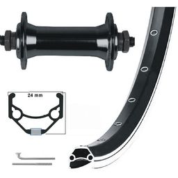 Kgs voorwiel 28 inch (622) velg enkel gebust zwart/zilver uitvalnaaf (8785264306335)