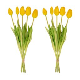 Vaas Vaas Lady 'Kylie' ↑ 27 cm + 10x real touch Tulpen Geel (yellow) (8720872023878)
