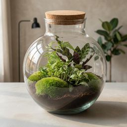 DIY Planten terrarium (met verlichting) - Bolder Bob - Ø 31 cm ↑ 30 cm - Rake + Shovel + Tweezer + Scissors (8720726958479)
