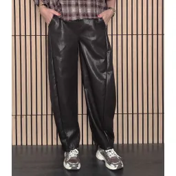 PU BARREL BROEK BRUIN