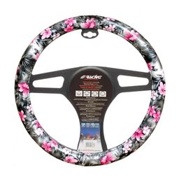 Merkloos Simoni Racing Stuurwielhoes Flower 37-39cm Zwart/R (8022474194834)
