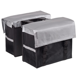 Bagoo dubbele fietstas Bisonyl zilver/zwart inhoud (8718347838683)