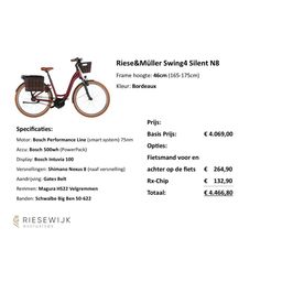Riese & Müller Swing4 Silent, N8, 500wh, 46cm, Bordeaux, Int. 100 Lage instap Bordeaux 46cm 2024 (F01148_13060209170114)