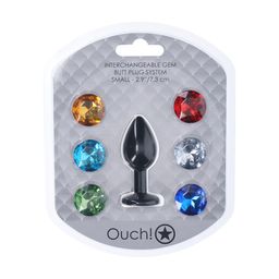 Ouch! by shots Interchangeable Diamond Round Butt Plug - Small - Black (8714273031150)