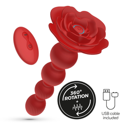 Crushious Rosaline - Draaibare Anale Rozenplug met Afstandsbediening - Rood (7403254158894)