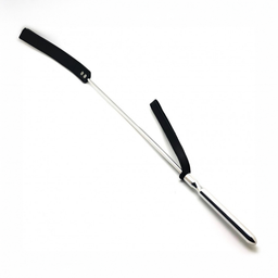 Red leather Whip - Metaal en Leer - 70,5 cm - Zwart/Zilver (3701019810532)