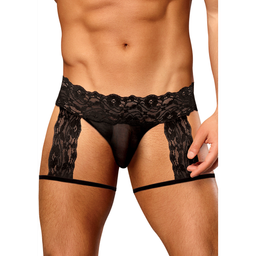 Male power G-String Garter Short - L/XL - Zwart (845830058346)