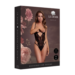 Le désir by shots Body met open cups van kant, beugel en verstelbare schuivers - Zwart (8714273043795)