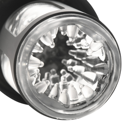 Curve toys Auto Spin - Draaien en Duwen Masturbator - Transparant/Zwart (653078944969)
