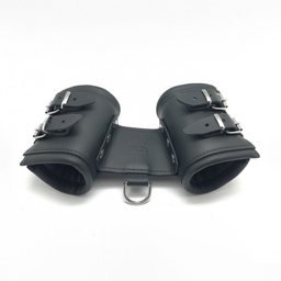 Red leather Leren Dubbele Handboeien - Zwart (3701019810839)