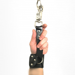 Red leather Leren Handboeien met Anti-Panic Karabijnhaak - Zwart (3662811326815)