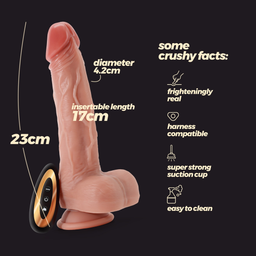 Crushious Inviktus Vibe - Vloeibare Siliconen Duwende Draaivibrator met Verwarming - 9 / 23 cm - Vleeskleur (7403254159266)