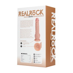 Realrock by shots Vibrerende Regelmatige Rechte Penis met Ballen - 7 / 18 cm - Vlees (8714273041722)