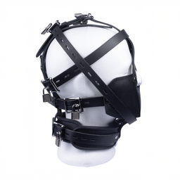 Red leather Leren Masker - Zwart (3662811296897)
