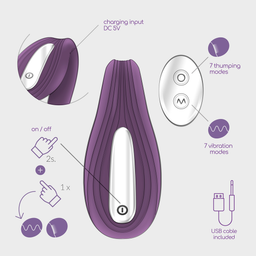 Crushious Pleasuriser - Rechargeable Vibrator with Waterbased Lubricant - 1.7 fl oz / 50 ml - Purple (7403254150256)