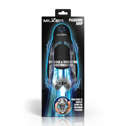 Xr brands De Milker Pleasure Grip - Zuig- en Vibrerende Masturbator - Transparant/Zwart (848518057488)