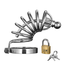 Xr brands Asylum - Chastity Cage met 6 Ringen - M/L (848518005700)