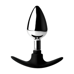 Xr brands Donkere Indringer - Metalen en Silicone Anale Plug - Medium (848518036131)