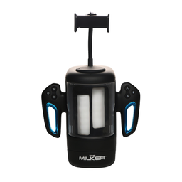 Xr brands Cyber Milker - Stimulerende en Vibrerende Masturbator met Telefoonhouder - Transparant/Zwart (848518056474)