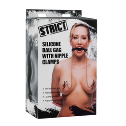 Xr brands Silicone Ball Gag met Nipple Clamps (848518024473)