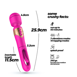 Crushious Big Ben - Dual Wand Massager met Flicker - Roze (7403254158900)