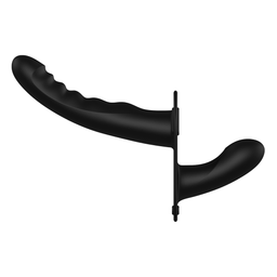 Ouch! by shots Dual Vibrating - Oplaadbaar - 10 Snelheden Silicone Ribbed Strap-On - Verstelbaar - Zwart (8714273507761)