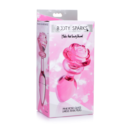 Xr brands Roze Roos - Glazen Butt Plug - Groot (848518042408)