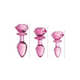Xr brands Roze Roos - Glazen Butt Plug - Groot (848518042408)