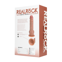 Realrock by shots Vibrerende en Duwende Rechte Penis met Ballen - 8 / 20,5 cm - Tan (8714273041845)
