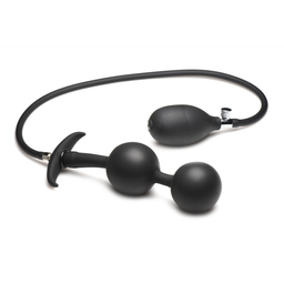 Xr brands Ass Rattler - Gewogen Opblaasbare Siliconen Anale Plug - Zwart (848518052360)