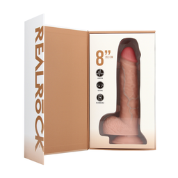 Realrock by shots Vibrerende en Draaiende Rechte Cock met Ballen - 8 / 20,5 cm - Vlees (8714273041814)