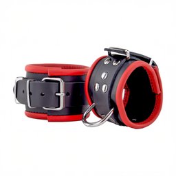 Red leather Leren Handboeien - Rood/Zwart (3701019809703)