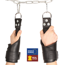 Red leather Leren Ophanghandboeien - Zwart (3701019810556)