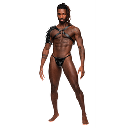 Male power Aquarius - Imitatie Leren Harnas - One Size - Zwart (845830087155)