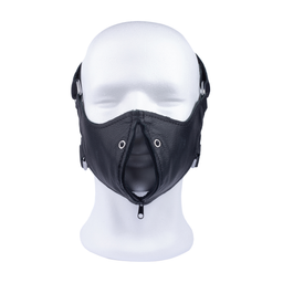 Red leather Leren Masker met Rits - Zwart (3662811296835)