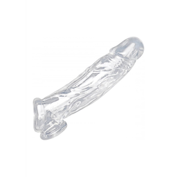 Xr brands Realistische Heldere Penis Sleeve en Ball Stretcher (848518030511)