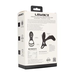 Levelz by shots Vibrerende Siliconen Cock- en Ballenring met Schachtlus - Zwart (8714273067777)