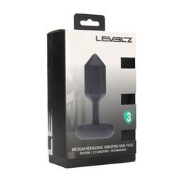 Levelz by shots Hexagonale Vibrerende Siliconen Anale Plug - M - Zwart (8714273067494)