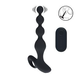 Levelz by shots Afstandsbediening Parels Vibrerende Siliconen Anale Plug - Zwart (8714273068200)