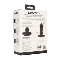 Levelz by shots Vibrerende en Draaiende Geribbelde Siliconen Anale Plug - Zwart (8714273067753)