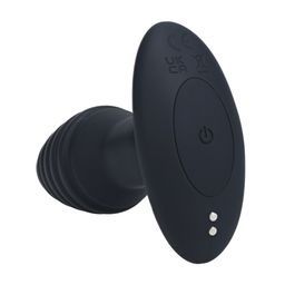 Levelz by shots Vibrerende en Draaiende Geribbelde Siliconen Anale Plug - Zwart (8714273067753)