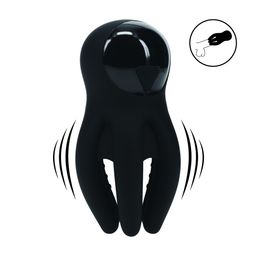 Levelz by shots Digitale Vibrerende Silicone Penis Hoofd Stimulator met Tentakels - Zwart (8714273067593)