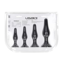 Levelz by shots Slim Siliconen Anale Plug Set van 4 - S/M/L/XL - Zwart (8714273066190)