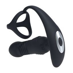 Levelz by shots Vibrerende en Duwende Siliconen Prostaatmassager met Tri O Cockring - Zwart (8714273067913)