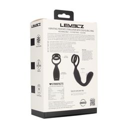 Levelz by shots Vibrerende Siliconen Prostaatstimulator met Cock- en Ballring - Zwart (8714273067678)