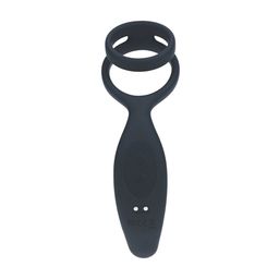 Levelz by shots Vibrerende Siliconen Prostaatstimulator met Cock- en Ballring - Zwart (8714273067678)