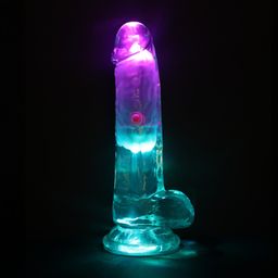 Realrock by shots LED Vibrating Straight Cock with Balls - 6 / 15 cm - Transparent (8714273059611)