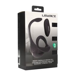 Levelz by shots Afstandsbediening Vibrerende Siliconen Tri O Cockring met Prostaatstimulator - Zwart (8714273067791)