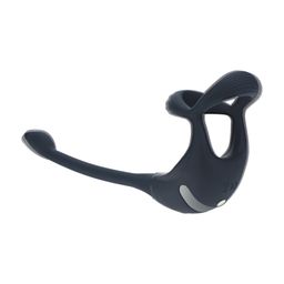 Levelz by shots Afstandsbediening Vibrerende Siliconen Tri O Cockring met Prostaatstimulator - Zwart (8714273067791)